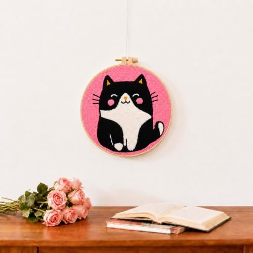 MZSMYKCH punch needle kits adults beginner - Black Cat punch needle kits Starter Set with Yarn, Needle Tool & Frame, Easy DIY Craft Decor, Relaxing Hobby Gift for Teens & Craft Lovers(Black Cat ) - Image 3