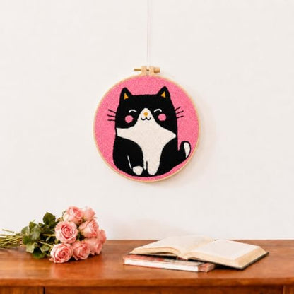 MZSMYKCH punch needle kits adults beginner - Black Cat punch needle kits Starter Set with Yarn, Needle Tool & Frame, Easy DIY Craft Decor, Relaxing Hobby Gift for Teens & Craft Lovers(Black Cat ) - Image 3