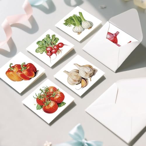 Tontut 6pcs Diamond Painting Kit Greeting Card, Onion Vegetable 5D DIY Diamond Handmade Holiday Greeting Card with Envelope, Christmas Gift Congratulation - Image 7