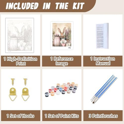 XTCIXAL Paint by Numbers Kit for Adults, Rabbit, 16X20 Inch - Image 5