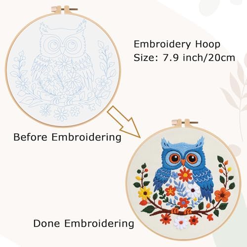 Louise Maelys Owl Embroidery Kit for Beginners Cross Stitch Kit for Adults - Image 5