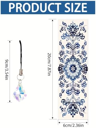 4pcs Diamond Art Bookmark Set - Blue and White Porcelain Pattern, Crystal Water Diamond Art Gift with Diamond Pendant, Suitable for Office, School Reading Enthusiasts, DIY Crafts Gifts, Birthday Gifts - Image 2