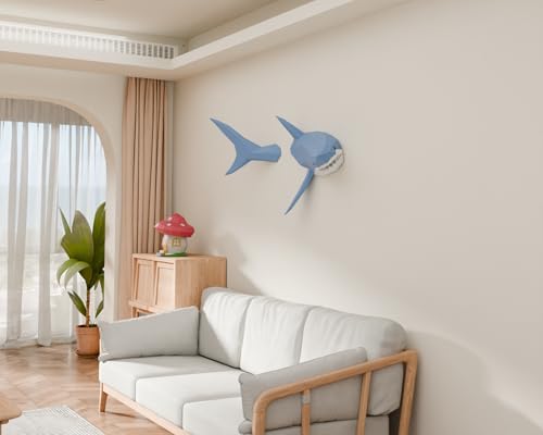 Shark on Wall Paper Sculpture,Right Side,Pre-Cut DIY Papercraft Kit,Handmade Wild Animal Figurine,3D Paper Art,Low Poly Wall Decor,All Accessories Included,DIY Teens Gift - Image 5