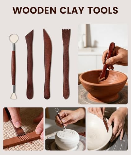 36PCS Clay Tools Kit, Pottery Tools and Ceramic Sculpting Tools Set with Brushes for Carving, Shaping, Molding, Craft & DIY Handmade Projects - Image 4