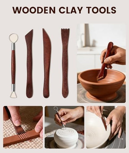 36PCS Clay Tools Kit, Pottery Tools and Ceramic Sculpting Tools Set with Brushes for Carving, Shaping, Molding, Craft & DIY Handmade Projects - Image 4