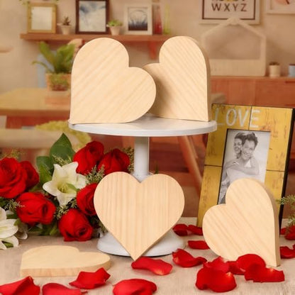 Wood Heart Painting Kit, 6 Unfinished Wooden Hearts with Craft Paint Set for Couples Activity, Blank Heart Signs for DIY Crafts, Personalized Tabletop Decor and Romantic Gift - Image 4