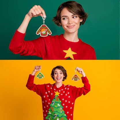 Trnayi 36 Pcs Christmas Ugly Sweater Wood Keychain DIY Craft - Image 6