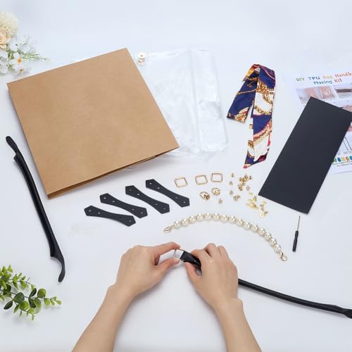 WEBEEDY DIY Tote Bag Handbag Making Kit for Adults Beginners Kraft Paper Bag DIY Kit with Handbag Bottom and Handle, Handmade Purse Making for Women Birthday Christmas Party Gift, 13x10.6x4 Inch - Image 4