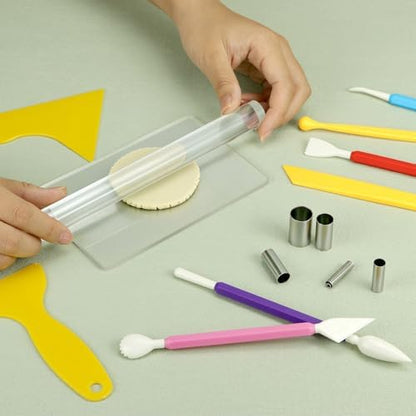 QWORK 24-Piece Clay Sculpting Tool Kit with Acrylic Roller, Sheets, Plastic Scraper, Stainless Steel Cutters, Polymer Clay Cutter Tools - Image 5