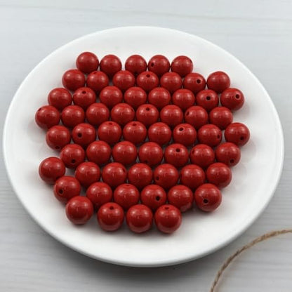 60pcs Acrylic Round Beads for Crafts 14mm Resin Candy Color Spacer Beads with Hole for Jewelry Making Sewing Crafts Decoration Necklaces Bracelets Earrings Supplies(Red) - Image 2