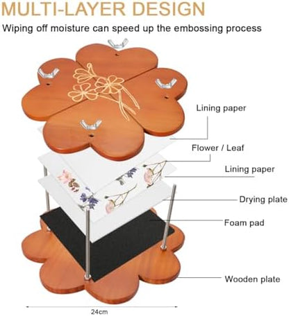 GPVHYJ Flower Press Kit for Adults 11" x 11" 6-Layer Large Wooden Plant Pressing DIY Bouquet Preservation & Dried Flower Art - Image 4