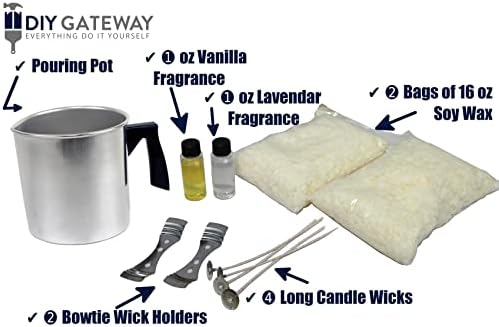 Soy Candle Making Kit & Supplies: Complete DIY Set with 2 LB Soy Wax, Vanilla & Lavender Scents, Wicks + Holders & Pitcher - Image 2