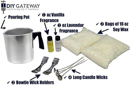 Soy Candle Making Kit & Supplies: Complete DIY Set with 2 LB Soy Wax, Vanilla & Lavender Scents, Wicks + Holders & Pitcher - Image 2