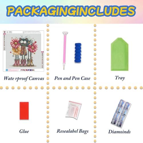 Lophomie Diamond Art Kits for Adults, 5D Cat Diamond Painting Kits 14x14 in - Image 6
