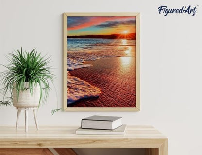 Figured'Art Paint by Numbers Kit for Adults Sea Foam 16"x20" - Craft Art Painting Rolled Canvas with DIY Wooden Frame - Image 4