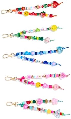 MINIMISSMIANYC DIY Keychain Making Kit for Women，Acrylic Heart Star Flower Letter Alphabet Baseball Pony Beads Phone Bag Charm Bead Kit Art Carft Jewelry Making Kit - Image 3