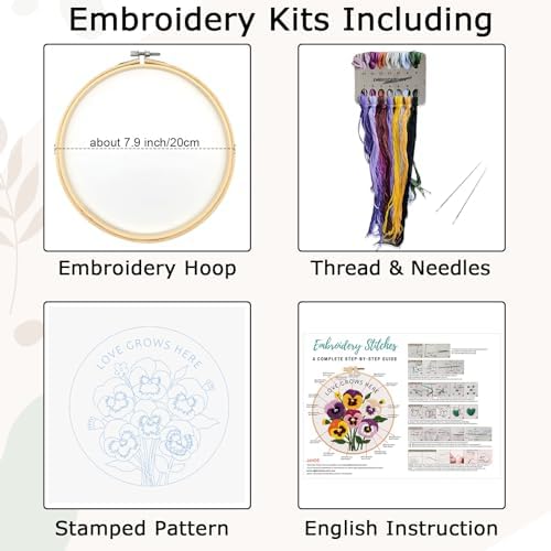 Nuberlic Embroidery Kit for Beginners, Pansy Needlepoint Kit - Image 3