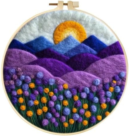yesJRL Landscape Needle Felting Kits for Beginners, DIY Wool Felt Starer Needle Felt Set with Accessories for Home Decoration (Purple) by yesJRL