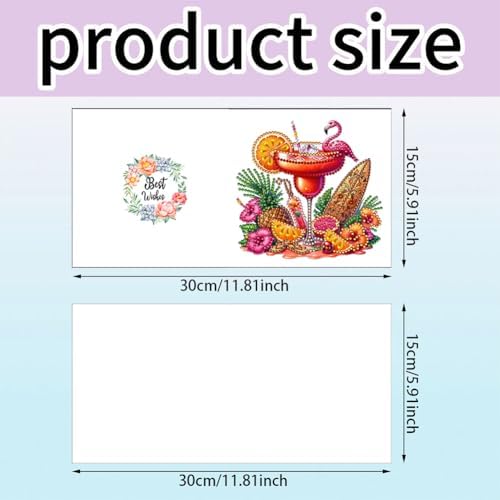 jinglinhh 6pcs Summer Drinks Diamond Art Painting Greeting Cards with Envelopes, DIY Card Making Kits for Adults, Diamond Art Postcards Christmas Cards Craft Gifts - Image 2