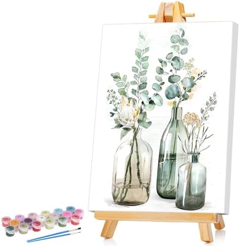 Ginkko Framed Paint by Numbers Kit for Adults, 8x12 inch, Flowers by Ginkko