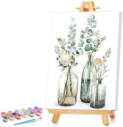Ginkko Framed Paint by Numbers Kit for Adults, 8x12 inch, Flowers by Ginkko
