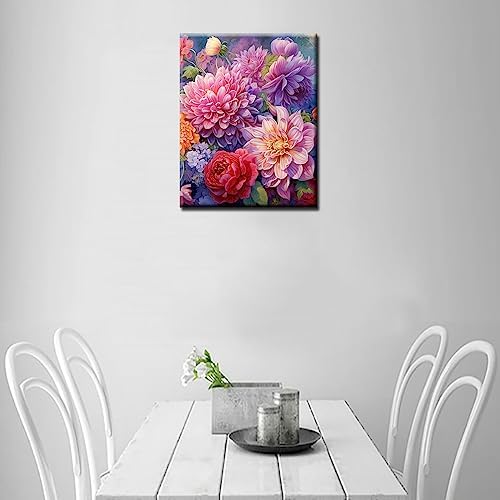 TUMOVO Colorful Flowers Field Paint By Numbers For Adults Beginner Yellow Rose & Dahlias Floral DIY Acrylic Canvas Girls Bedroom Decor Painting Kits 16x20 Inch Boho (Without Frame) - Image 3