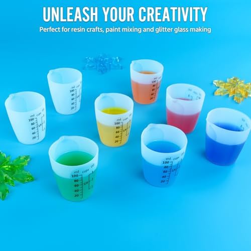 10Pcs Silicone Resin Mixing Measuring Cups 100ml / 3oz for Resin Supplies, Easy-to-Read Black Marks, Non-Stick Reusable Silicone Pouring Cups for Epoxy Mixing - Image 6