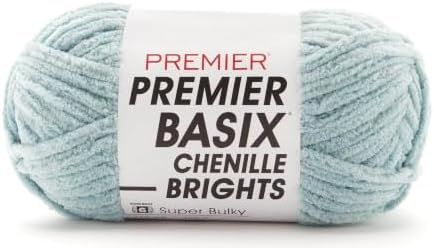Premier Basix Chenille Brights Yarn, Plush Bulky Chenille Yarn for Crocheting & Hand Knitting, Soft Yarn for Cozy Projects, Chunky Yarn for Hand Knitting, Seafoam by Premier