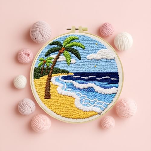 ZuoAnLF Punch Needle Kit for Beginners & Adults, DIY Easy Landscape Embroidery Set for Starter Art Craft, Punch Needle Project with Patterns, Tools, Yarns, Hoop, Instructions - Image 4