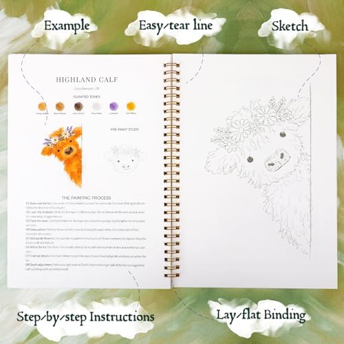 Watercolor Workbook for Beginners,18 Whimsical Farm Animal Water Coloring Book,Relaxing & Easy to Paint Water Coloring Book with 24 Colors-Perfect for Gifting to Creativity & Joy for Adults - Image 4