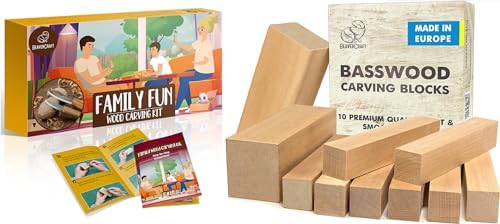 BeaverCraft DIY09 Wood Carving Kit BW10 Large Basswood Carving Blocks Set for Wood Carving Unfinished Wood Blocks by BeaverCraft