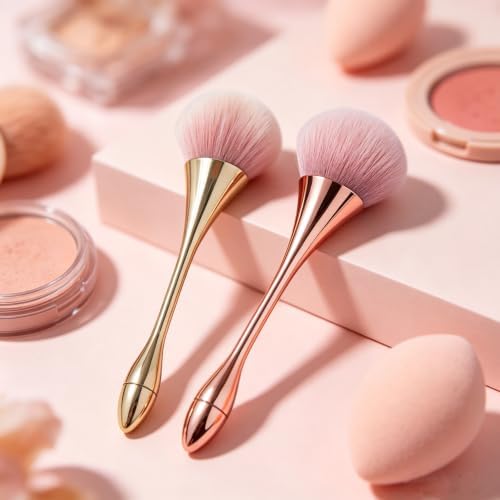 Nail Dust Brush 2 Pcs Set Nail Clearing Brushes Gold & Champagne Color - Image 3
