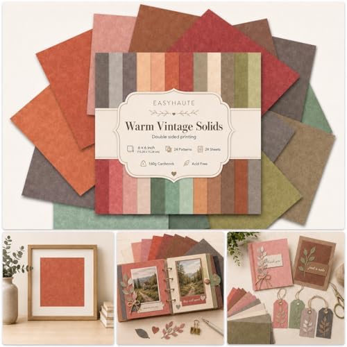 Aesthetic Paper Pad for Journaling 6x6 Double Sided, Warmth Patterned Paper Pack - Decorative Craft Cardstock & Scrapbooking Supplies for Card Making, Junk Journal Ephemera, Mini Albums by EASYHAUTE