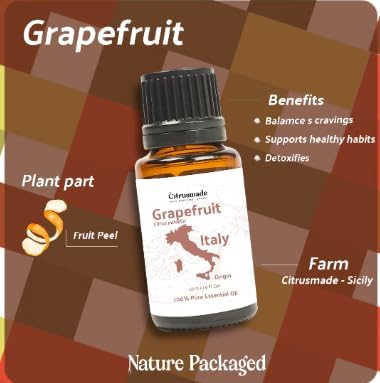 Nature Packaged Grapefruit Essential Oil - Direct from Citrusmade in Sicily- Pure Essential Oil for Diffusers and Aromatherapy | 100% Pure Therapeutic Grade (2LBS)