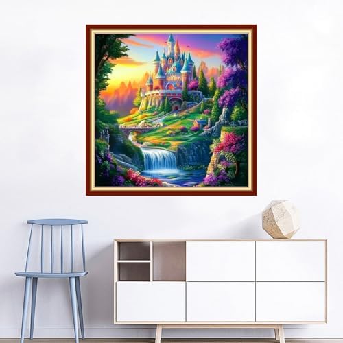 Joyhoor Cross Stitch Kits for Beginners Stamped Cross-Stitch Supplies Needlework preprint Embroidery Kits for Adults DIY Needlepoint Kits Embroidery Patterns 11CT-Wonderland Castle 18x18 inchs - Image 2