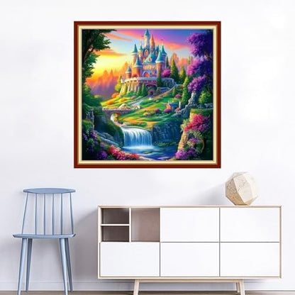 Joyhoor Cross Stitch Kits for Beginners Stamped Cross-Stitch Supplies Needlework preprint Embroidery Kits for Adults DIY Needlepoint Kits Embroidery Patterns 11CT-Wonderland Castle 18x18 inchs - Image 2