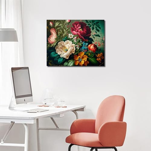 DIY Paint by Numbers Kit for Adults - Beautiful Flower Bunch Paint by Number Kit on Canvas for Beginners Home Wall Decor Pre-Printed Art-Quality Canvas Acrylic Paints Girls' Crafts Framed 16x20 Inch - Image 2
