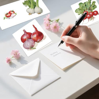 Tontut 6pcs Diamond Painting Kit Greeting Card, Onion Vegetable 5D DIY Diamond Handmade Holiday Greeting Card with Envelope, Christmas Gift Congratulation - Image 4