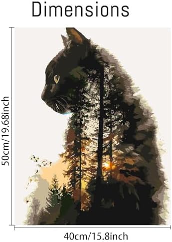 Clendo Forest Cat Paint by Numbers for Adults, Painting by Numbers Kit on Canvas for Beginners, Adults' Paint-by-Number Kits Oil Painting Kits for Gift Home Wall Decor 16x20 Inch - Image 2