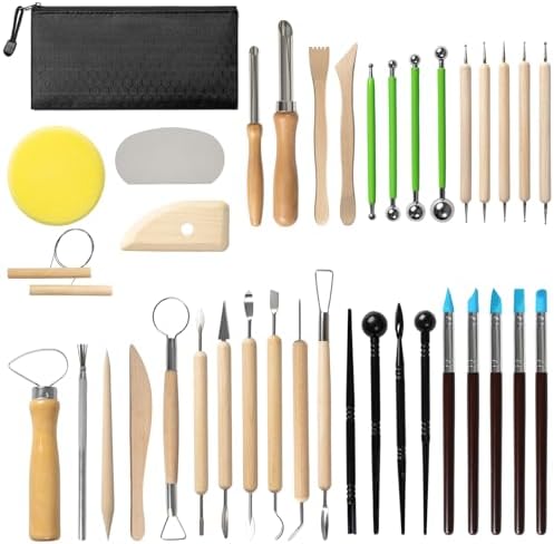 Mepubby 38 Pcs Pottery Tools & Air Dry Clay Tools Kit – Modeling Tools Set for Carving, Shaping, Molding & Crafting – Ideal for Polymer Clay, Ceramic, Air Dry Clay – for Beginners, Hobbyists, Artists by Unknown