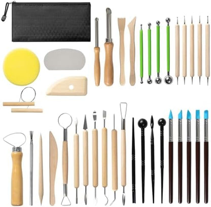 Mepubby 38 Pcs Pottery Tools & Air Dry Clay Tools Kit – Modeling Tools Set for Carving, Shaping, Molding & Crafting – Ideal for Polymer Clay, Ceramic, Air Dry Clay – for Beginners, Hobbyists, Artists by Unknown