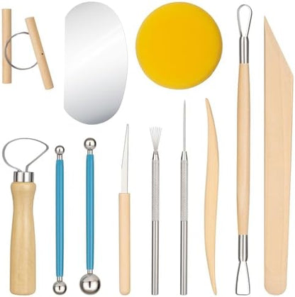 Amrules 12 Pcs Polymer Clay Sculpting Tools Kit for Adults, Light Yellow by Amrules