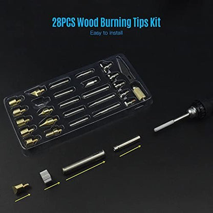 53PCS Wood Burning Tool Kit, Professional Pyrography Pen Soldering Iron Set, Adjustable Temperature from 200-450℃ for Beginners Adults Wood Burning Carving DIY Embossing Soldering - Image 4