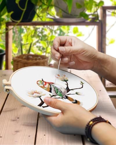 TINDTOP Embroidery Kit for Adults, Flowers and Bird Embroidery Practice Kits for Beginners Adults Include Embroidery Cloth Hoops Threads for Craft Lover Hand Stitch - Image 4