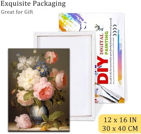 Natuyalo Framed Paint by Number Kits for Adults Beginners, Flowers Easy Acrylic Adult Paint by Number Kits, Vase DIY Painting by Numbers Kits with Frame Ideal Gift 12x16 Inch - Image 6