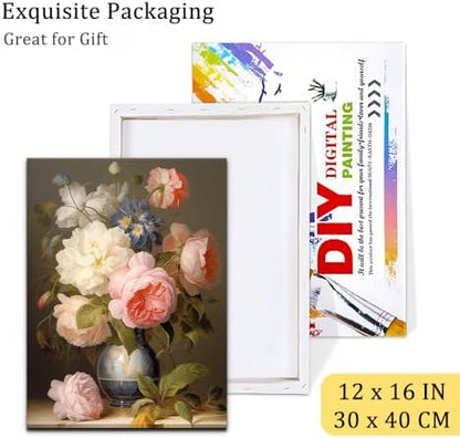 Natuyalo Framed Paint by Number Kits for Adults Beginners, Flowers Easy Acrylic Adult Paint by Number Kits, Vase DIY Painting by Numbers Kits with Frame Ideal Gift 12x16 Inch - Image 6