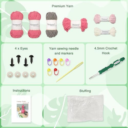 Noocro Flamingo Amigurumi Crochet Kit for Advanced Beginners & Intermediate, DIY Crochet Animal Plushie Kit with Soft Chenille Yarn, Hook, Stuffing & Instructions – Fun Craft Gift - Image 3