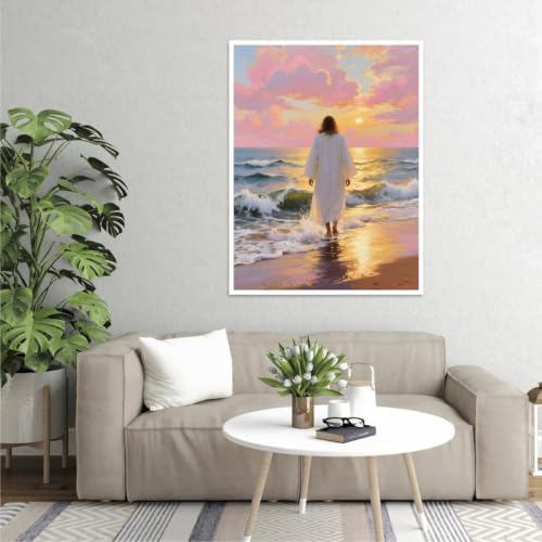 Mrnsiet Jesus Paint by Numbers Kit for Adults, Easy Christian Adult Paint by Number Kits on Canvas, DIY Acrylic Oil Number Painting Kits for Home Wall Decor Gift 16x20 Inch - Image 4