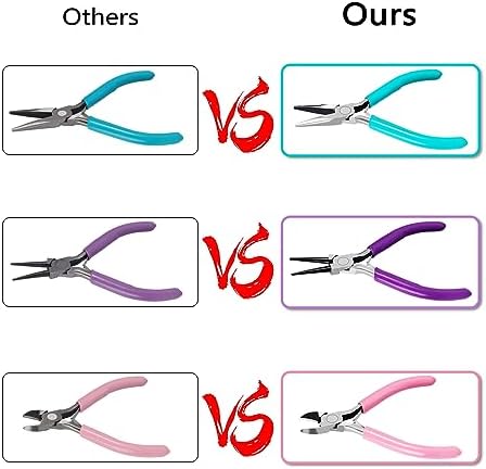URSKYTOUS 3Pcs Jewelry Pliers Set Jewelry Making Pliers Tools Kit Include Jewelry Making Needle Nose Chain Nose Round Pliers Wire Cutter for Bracelet Beading DIY Craft Jewelry Making Supplies - Image 3