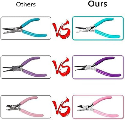 URSKYTOUS 3Pcs Jewelry Pliers Set Jewelry Making Pliers Tools Kit Include Jewelry Making Needle Nose Chain Nose Round Pliers Wire Cutter for Bracelet Beading DIY Craft Jewelry Making Supplies - Image 3
